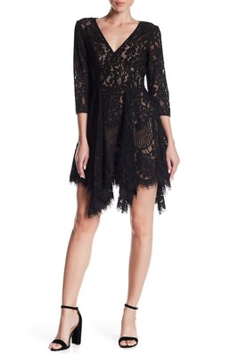 NEW BASIX BLACK LABEL Lace Fit & Flare Dress in Black - Size 6 #NA172