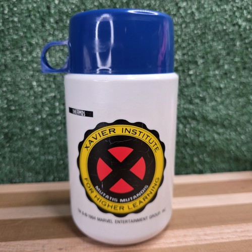 Vintage 1994 X-MEN Marvel THERMOS Plastic Lunch Box + Original Thermos BLUE - Picture 2 of 11