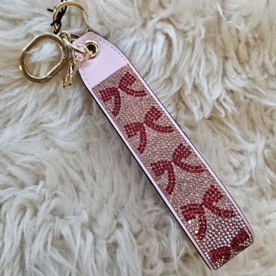 Victoria's Secret rhinestone wristlet strap keychain in Red Bows