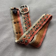 Jenny Krauss Embroidered Belt Womens Small Floral Geometric Wool Boho Peru Made