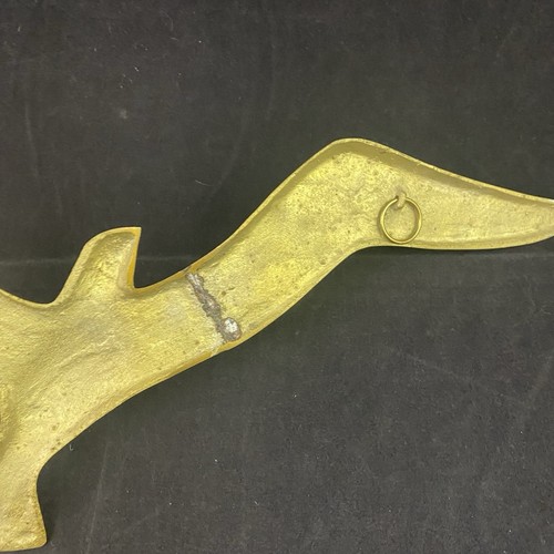 Gabbiano volante in ottone vintage uccellino da appendere a parete 15,5" - Foto 4 di 6