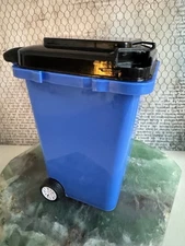 New Mini Blue Curbside Style Trash Garbage Can Pencil Holder for Desk Work Bench