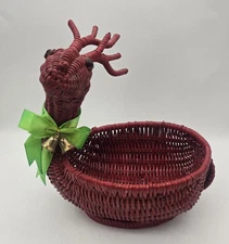 Rattan Woven Fruit / Candy Basket Deer Basket Fruit Bowl Wicker Christmas 