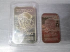 JM Buffalo Sesquicentennial .999 Fine Silver Bars _ 1 Ounce and 1/2 Ounce