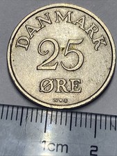D&auml;nemark 25 &Ouml;re 1955 M&uuml;nze Frederik IX Kronen-Monogramm Danmarks alt