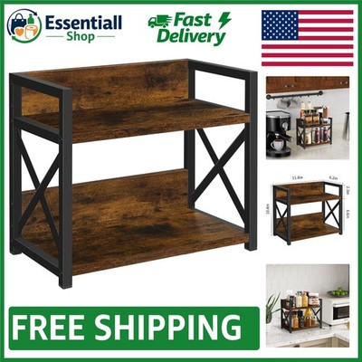 Chic Rustic Brown Coffee Organizer - Space-Saving 2-Tier Storage Solution