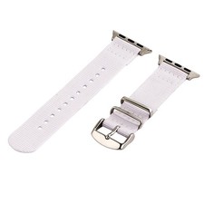 White - 2 Piece Classic SS Nylon Watch Band for 38mm Apple Watch