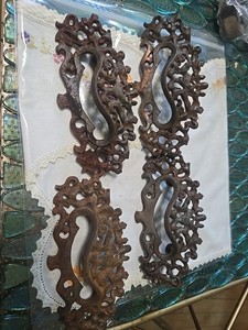 Antique Handles Furniture Drawer Pulls Handles Vintage Metal Hardware Set of 4