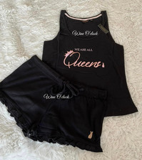 Ann Summers Queen Cami & Shorts PJ Set Black Size M - 12/14