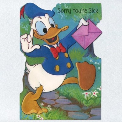 Unused Vintage DISNEY DONALD DUCK Ambassador Get Well Card, Sorry You're Sick
