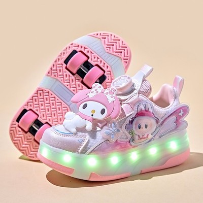 8 Wheels Girls LED Skates Shoes Kids Flash Roller Shoe With USB charges