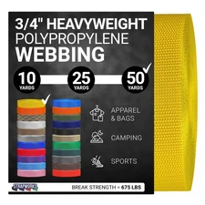 Strapworks Heavyweight Polypropylene Webbing - 3/4" x 50-Yard Yellow Strap