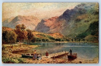 1910 Loch Earn Scotland Tuck Oilette 7826 Vintage Postcard St. Fillans Sail Boat