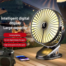 8000mAh Clip-on Fan 5 Speed Quiet Rechargeable Desktop Portable Air Circulator