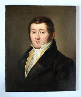 Empire / Biedermeier Portrait eines sehr eleganten Herren 19. Jhd. um 1820