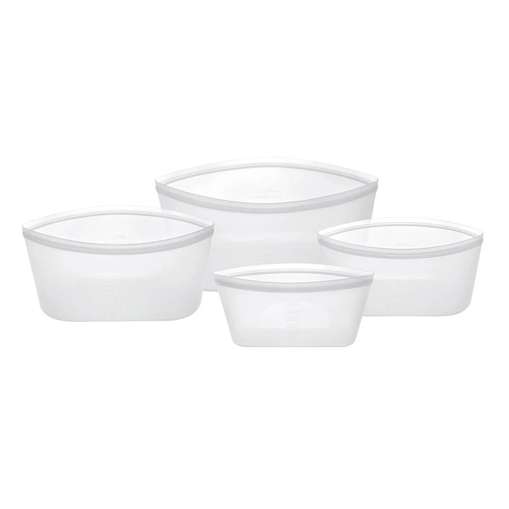 Avanti Pinch & Lock Silicone Reusable Bag, Set of 4 (White) - Large