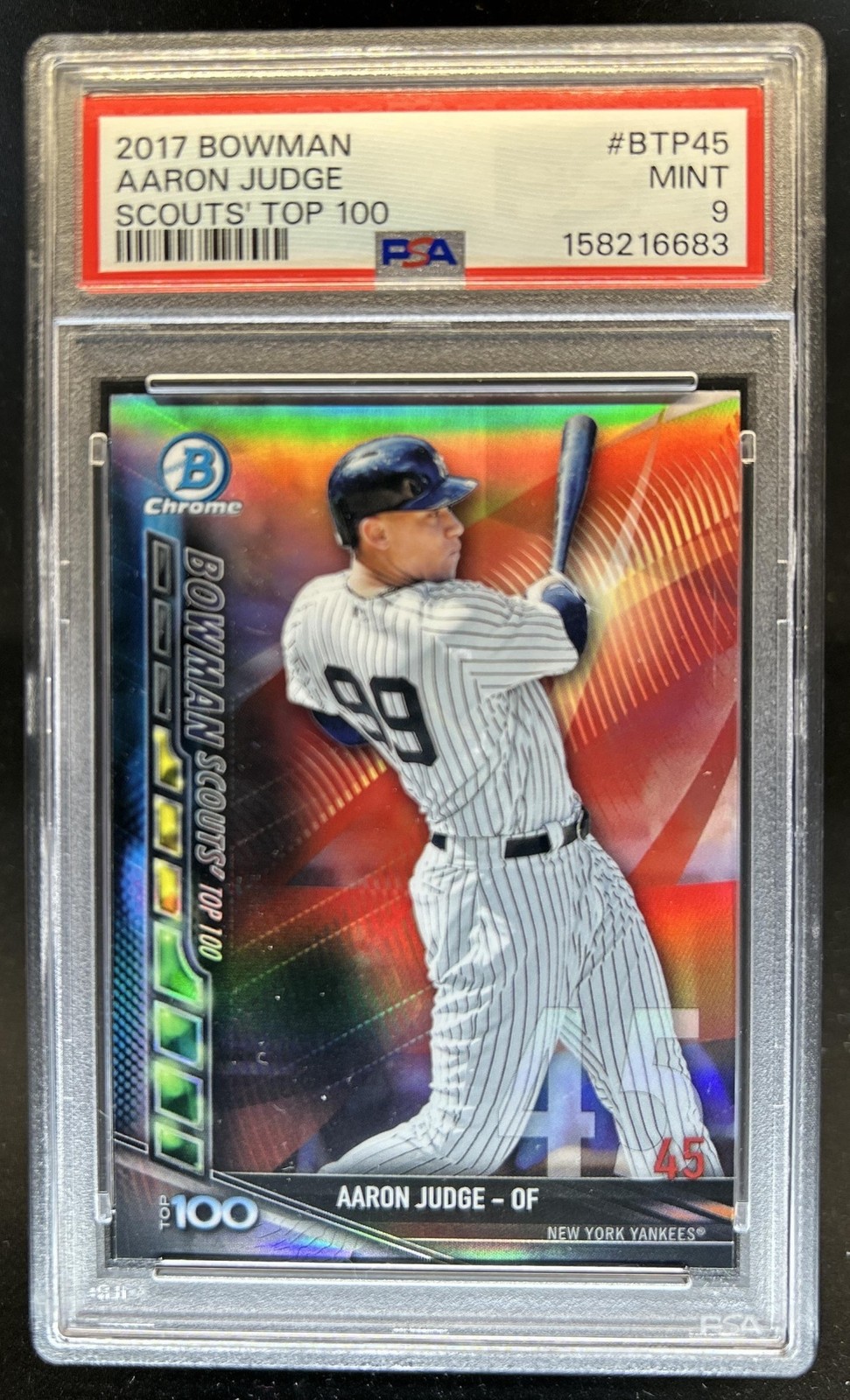 2017 Bowman Aaron Judge Scouts' Top 100 Rookie RC #BTP-45 Yankees PSA 9