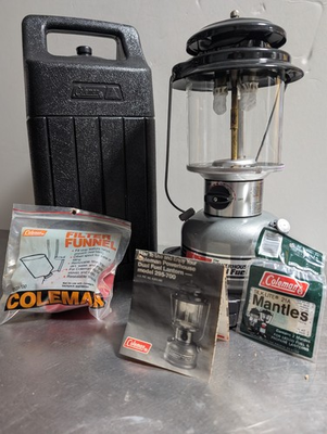 #ad COLEMAN Powerhouse Dual Fuel Lantern 295 700 w case 2 extra mantles funnel $75.00