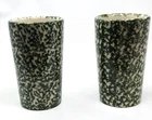 Pair of 2 Vintage Spongeware Pottery Tumblers Green Workshops of Gerald E. Henn