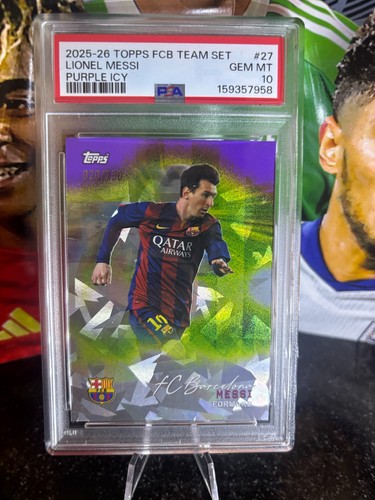 2025-26 Topps Barcelona Lionel Messi Purple Icy /250 #27 PSA 10 GEM MINT