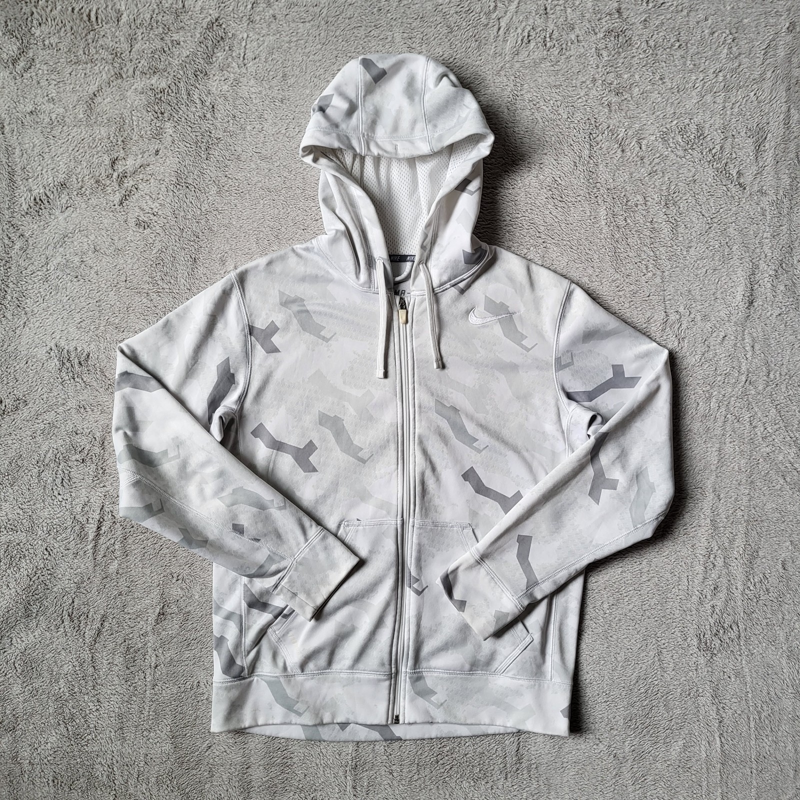 SACAI X NIKE Nike Therma Fit felpa con cappuccio uomo media bianca digitale mimetica full zip pile giacca