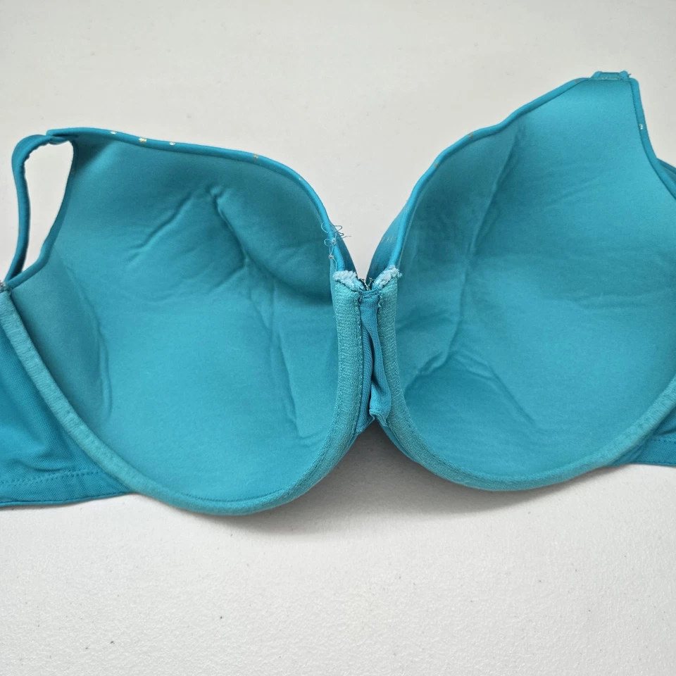 Sujetador Cacique Mujer 42F Turquesa Lunares Verdadero Abrazo Camiseta LEER Foto 3 de 4