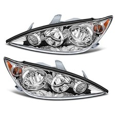 Headlight Assembly Chrome Housing Amber Reflector Fit 2005-2006 Camry