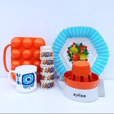 Lot Brocante Vintage Annees 70's Mug Mobil/Coquetier/Boite a Oeuf Orange