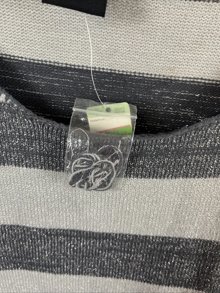 METAPHOR 闪耀灰色炭黑色条纹轻便毛衣 XL 长袖复古 — 第 4/4 张图片