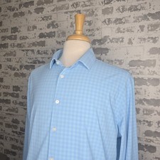 Mizzen  Main Shirt Mens XL Blue Pastel Monaco Classic Fit Leeward Performance