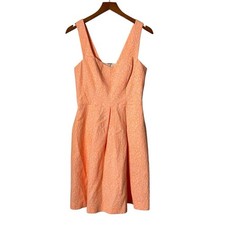 Shoshanna Serena Jacquard Orange A-Line Sleeveless Dress Womens Size 2