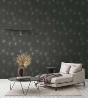 Retro Tapete 50Er Starburst Motiv – Schwarz, Metallic