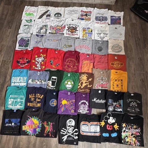 Shirt Lot Of 50 Adult Brand Graphic Mixed Wholesale Bund 1990s vintage concert t-shirt, vintage, single stitch, B+ condition