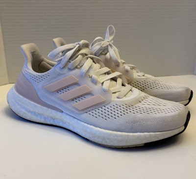 Adidas Pureboost 23 White & Pink Sneakers Shoes, Women s Size 9