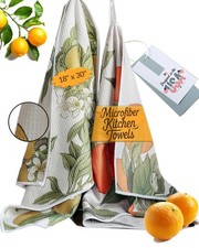 Citrus Chic Waffle Kitchen Towels Set Of 2 Lemon Pattern Decor 18x30 Inch