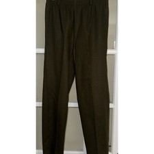 Alfred Dunner Womens 10 Green Textured Slacks Dress Pants Flat Front Pockets