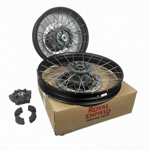 BLACK TUBELESS SPOKED WHEELS FRONT & REAR FIT FOR ROYAL ENFIELD HIMALAYAN 450 - Bild 7 von 7