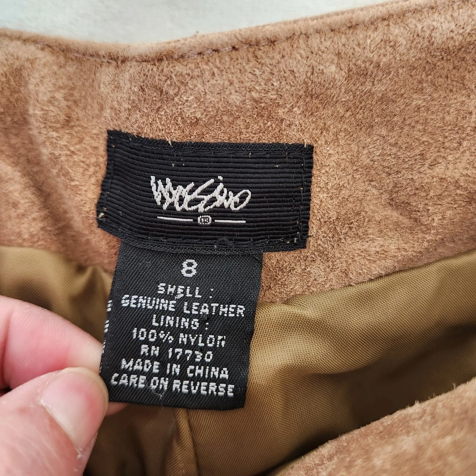 Pantalones de gamuza Mossimo Western vintage 100 % cuero talla 8 marrón tostado camel Foto 2 de 4