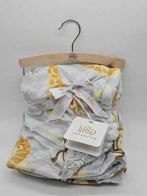 Little Celebrity Blanket W/Hanger, White & Gray Giraffe Print, 30'' x40'', New