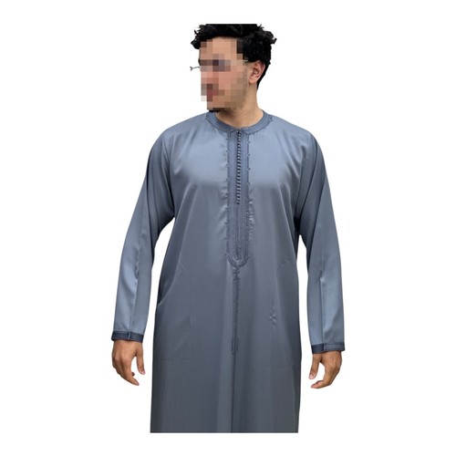 Moroccan Mens kaftan Long Sleeve Embroidery Caftan Thobe For Men Dishdasha - Picture 5 of 28