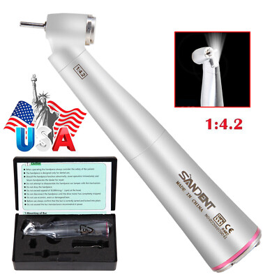 Dental 1:4.2 45 degree LED Optic Contra Angle handpiece Inner spray