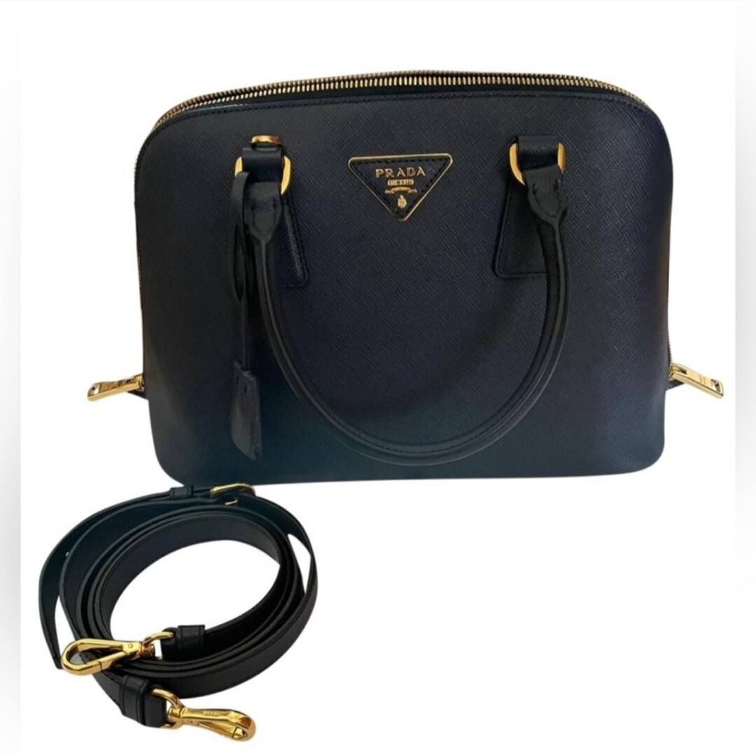 prada saffiano lux handbag in dark Baltic color