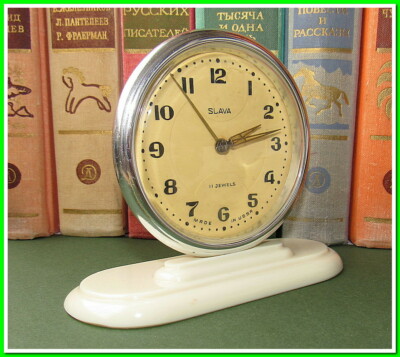 Vintage SLAVA alarm clock, mechanical, vintage decoration year 1964, The USSR clock #24621