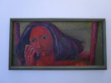 DIANE WOODHOUSE PAINTING PORTRAIT ABSTRACT EXPRESSIONISM RARE FEMALE MODEL MOD