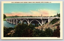 Vintage Postcard SC Columbia Jefferson Davis Highway Bridge Congaree River -4275