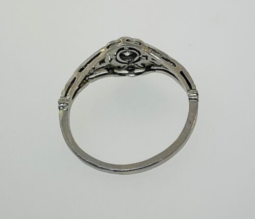 Antique Edwardian 1910’s Platinum & 18k Diamond Ring - Picture 5 of 10