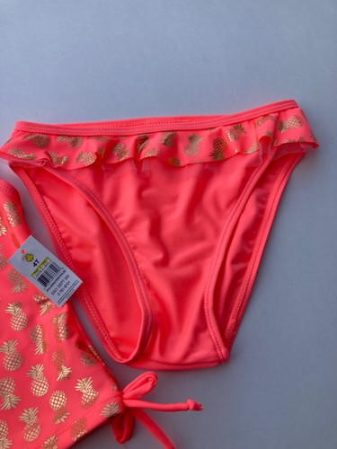Real Love Coral 2-Piece Girls Size 4T Swimsuit W/Metallic Gold Pineapple Design - Picture 4 of 13