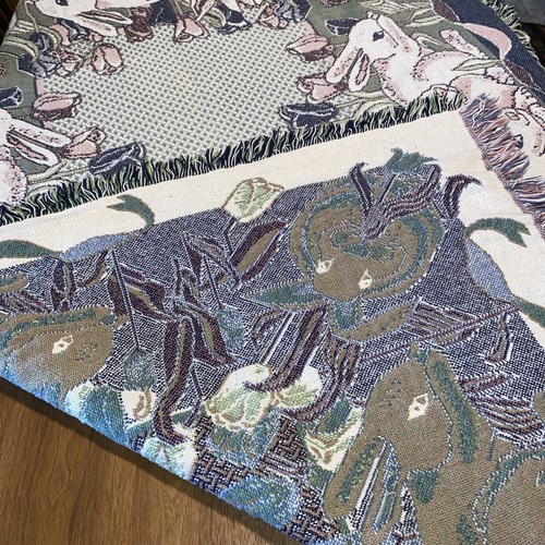 Coperta Coniglietto Coniglietto 46” X 67” Tessuto Cotone Vintage Tulipani Cottage Fattoria - Foto 5 di 7