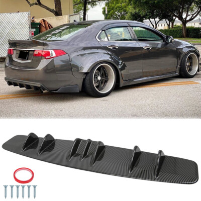 Fit TSX Acura 2004-2014 Carbon 7 Fins Rear Bumper Diffuser