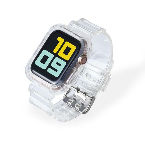 For Apple Watch 38/40/42/44mm Gel Band Strap+Rugged Case Clear Glitter - Picture 10 of 16